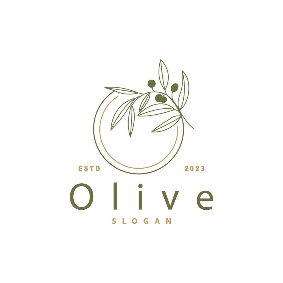 Olive Oil Logo Premium Design Fresh Plant Garden Simple Minimalist Templet Symbol Illustration vector