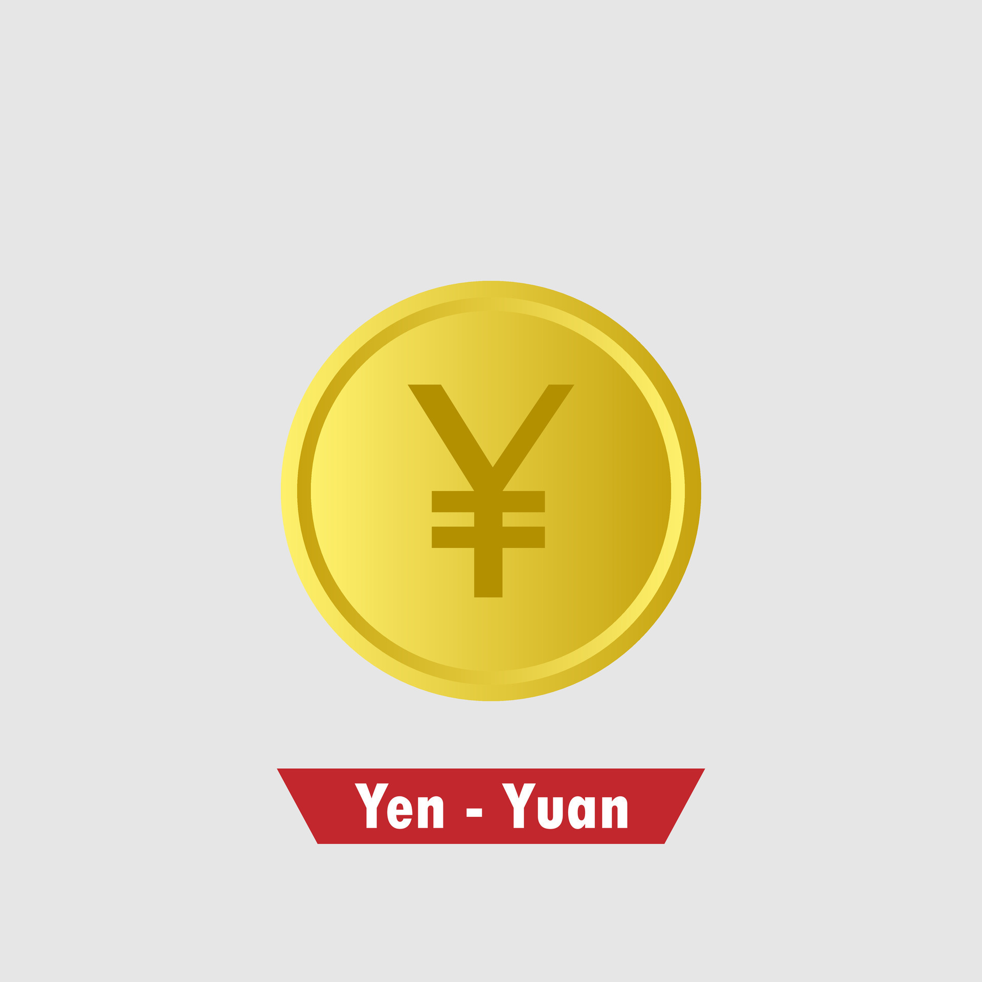 Gold yuan yen coin. Means of payment, global currency, world economics, finances and