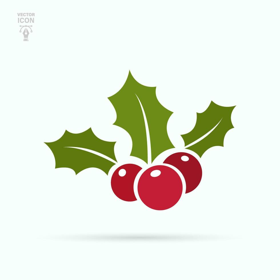 Holly berry Christmas icon. Mistletoe berries. Vector illustration isolated on white background