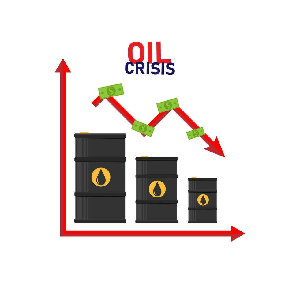 Oil crisis. Oil prices fall. Isolated vector illustration.