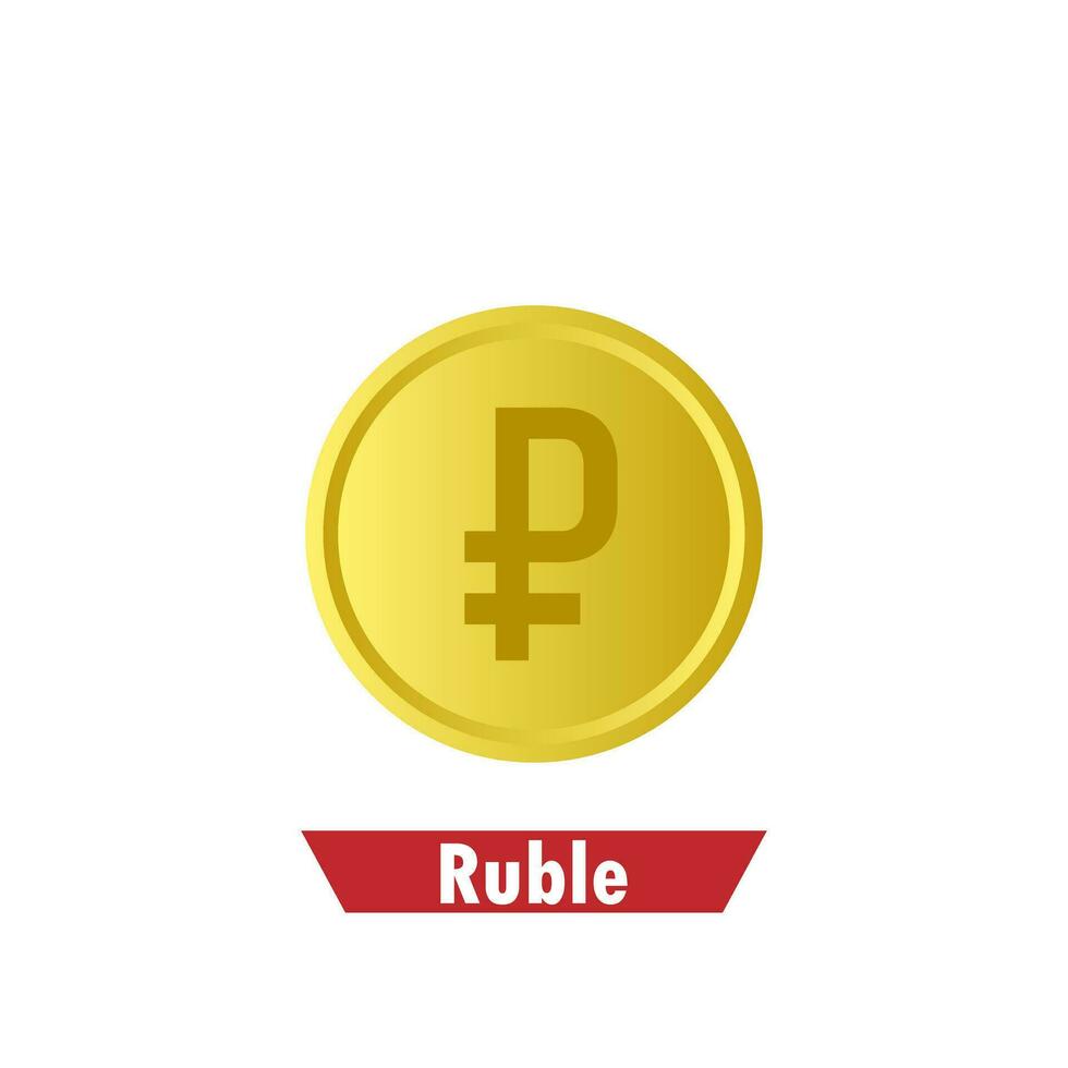 Gold ruble coin. Means of payment, global currency, world economics, finances and investment concept. vector