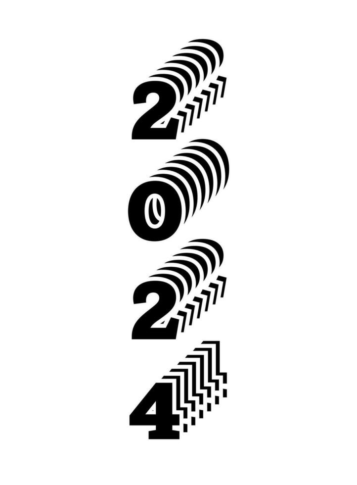 2024 Happy New Year. Template with black and white letter logo for calendar, poster, flyer, banner. vector