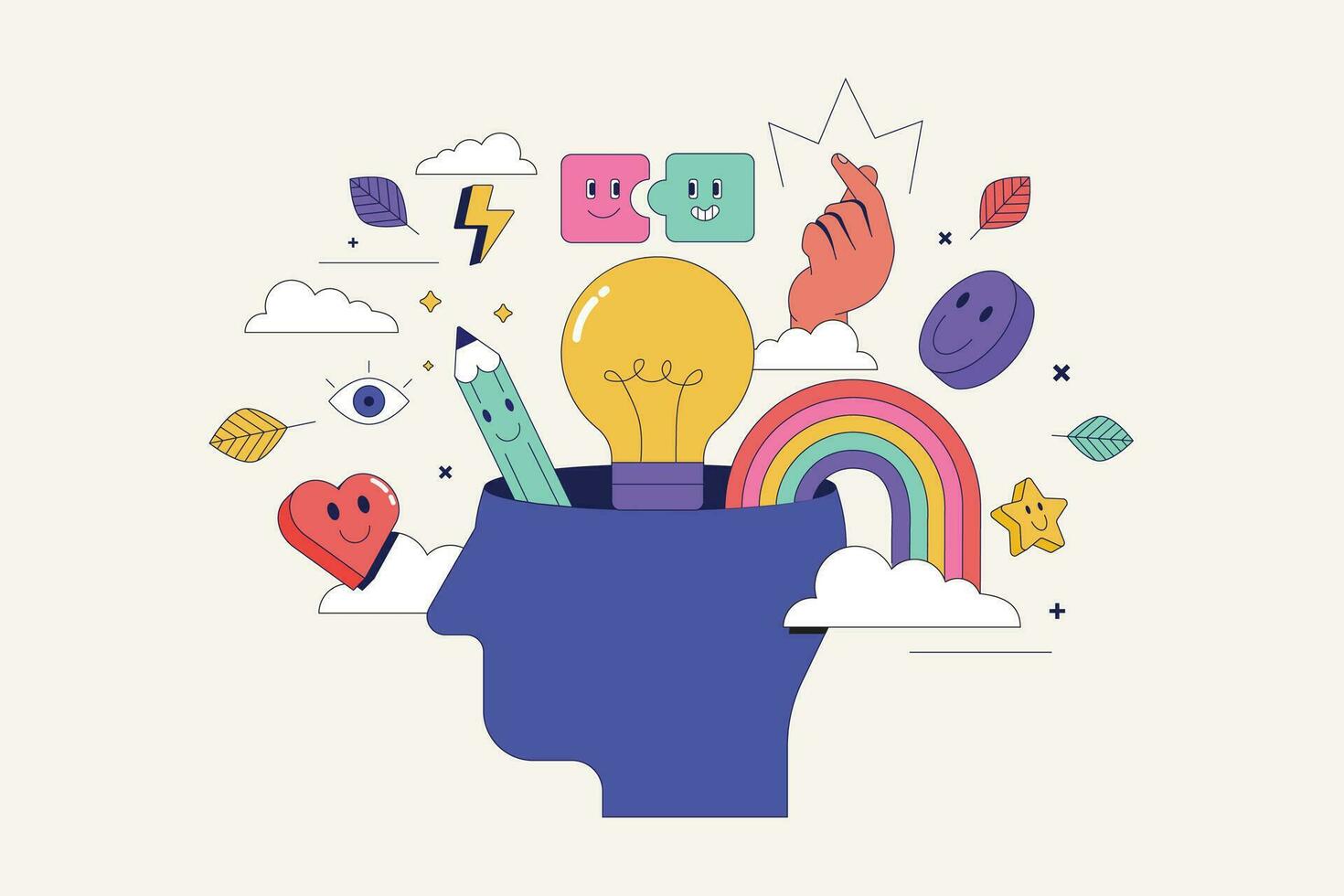 Modern flat line concept of Creativity vector