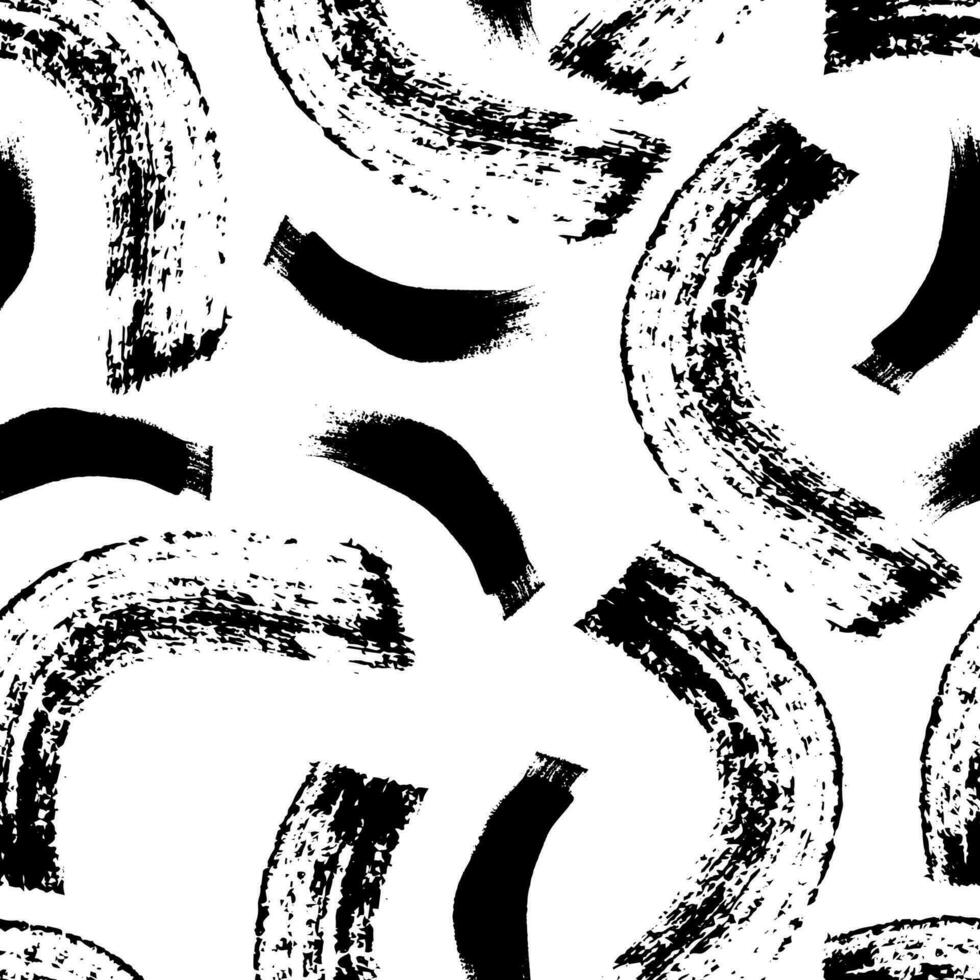 Seamless pattern with black brushstrokes vector