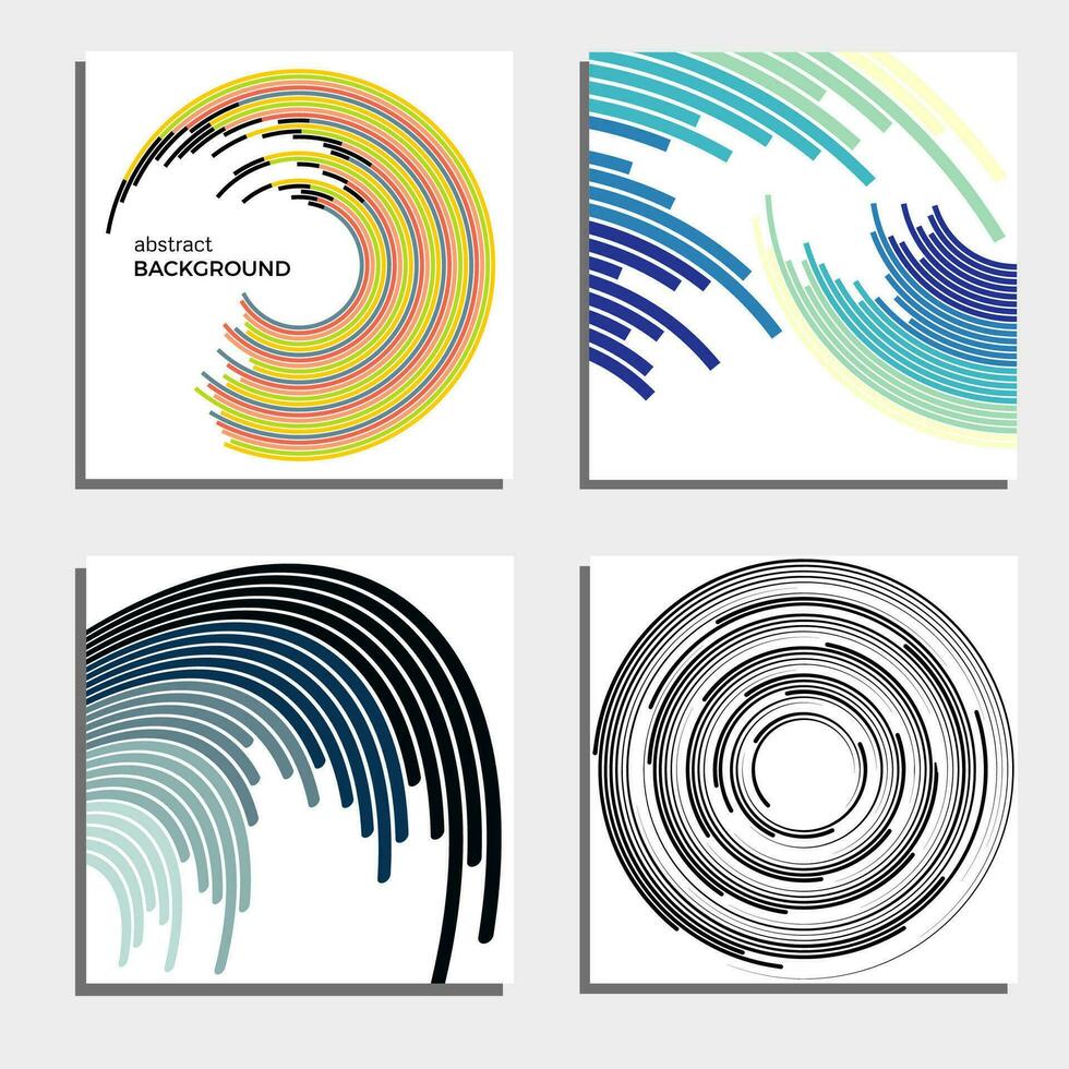 Set of four beautiful abstract backgrounds. Abstract flash light circles. Vector illustration.