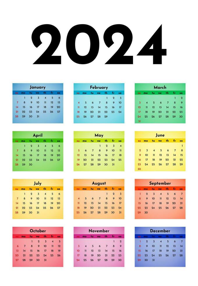 calendario para 2024 aislado en un blanco antecedentes vector