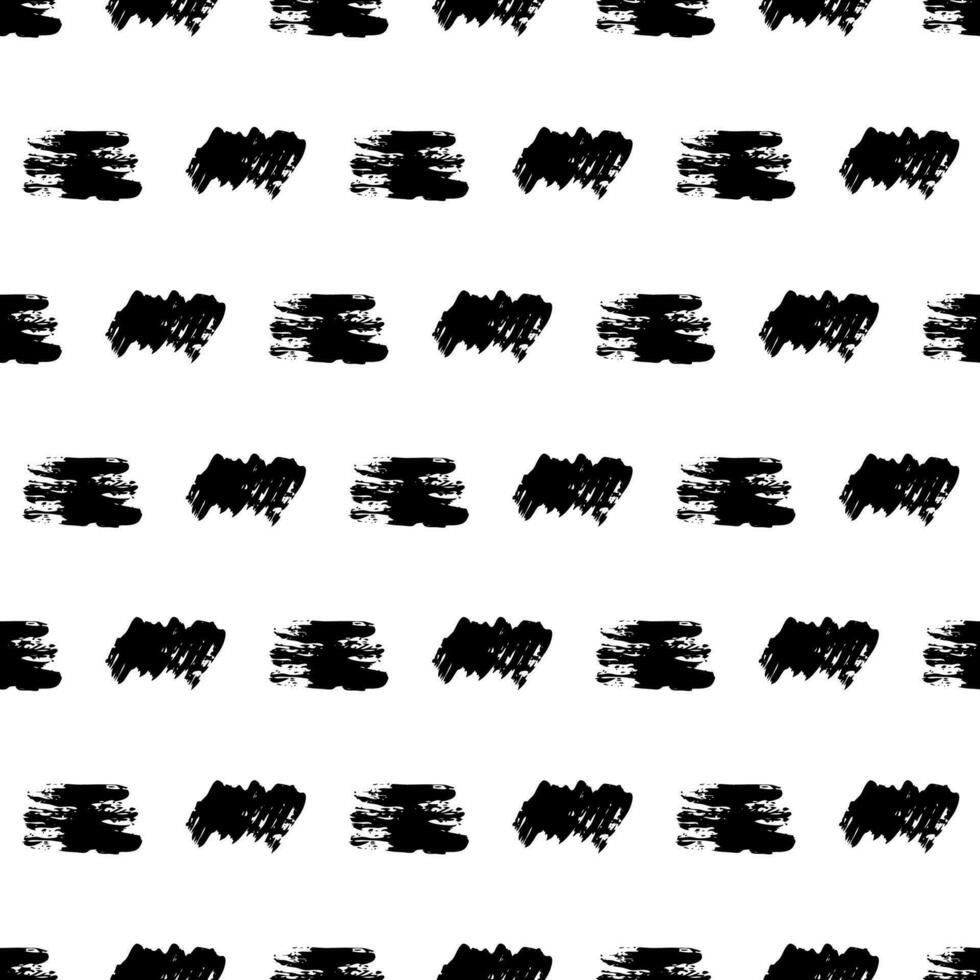 Seamless pattern with dark hand drawn scribble smear on white background. Abstract grunge texture. Vector illustration