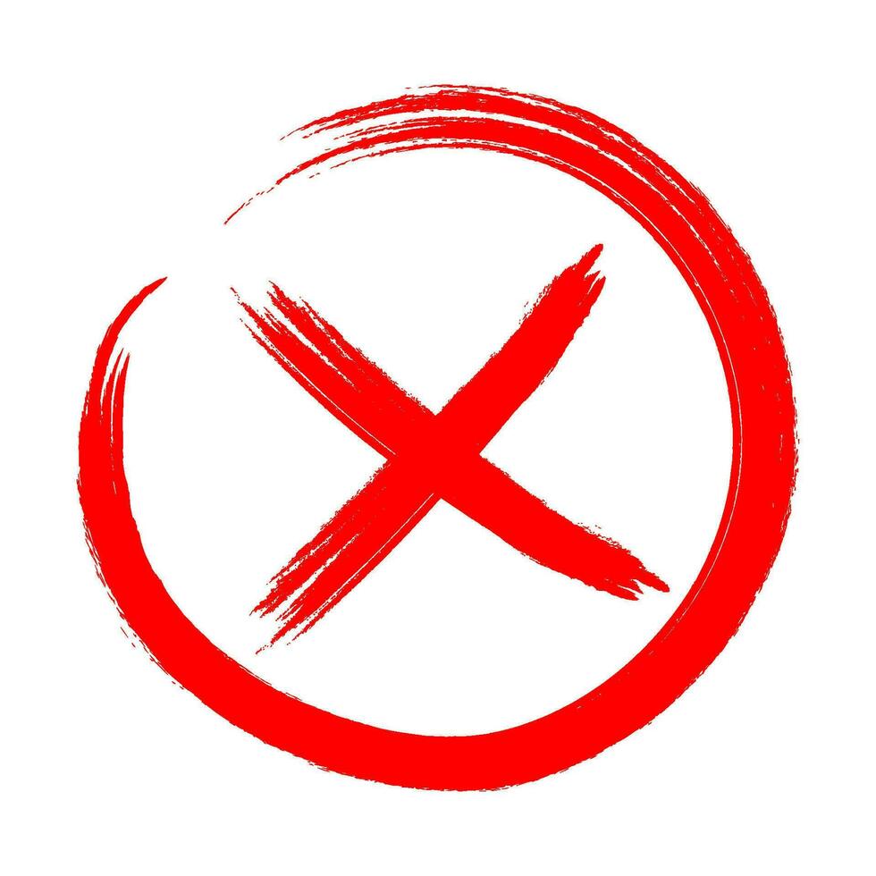 Red Cross Mark Brush Red X mark X Sign Hand Drawn Icon vector
