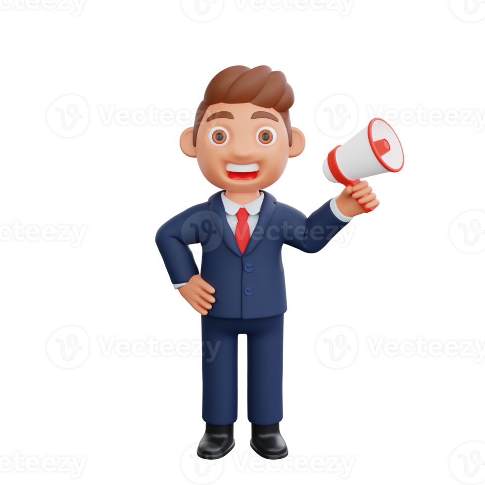 3d Businessman doing megaphone marketing png