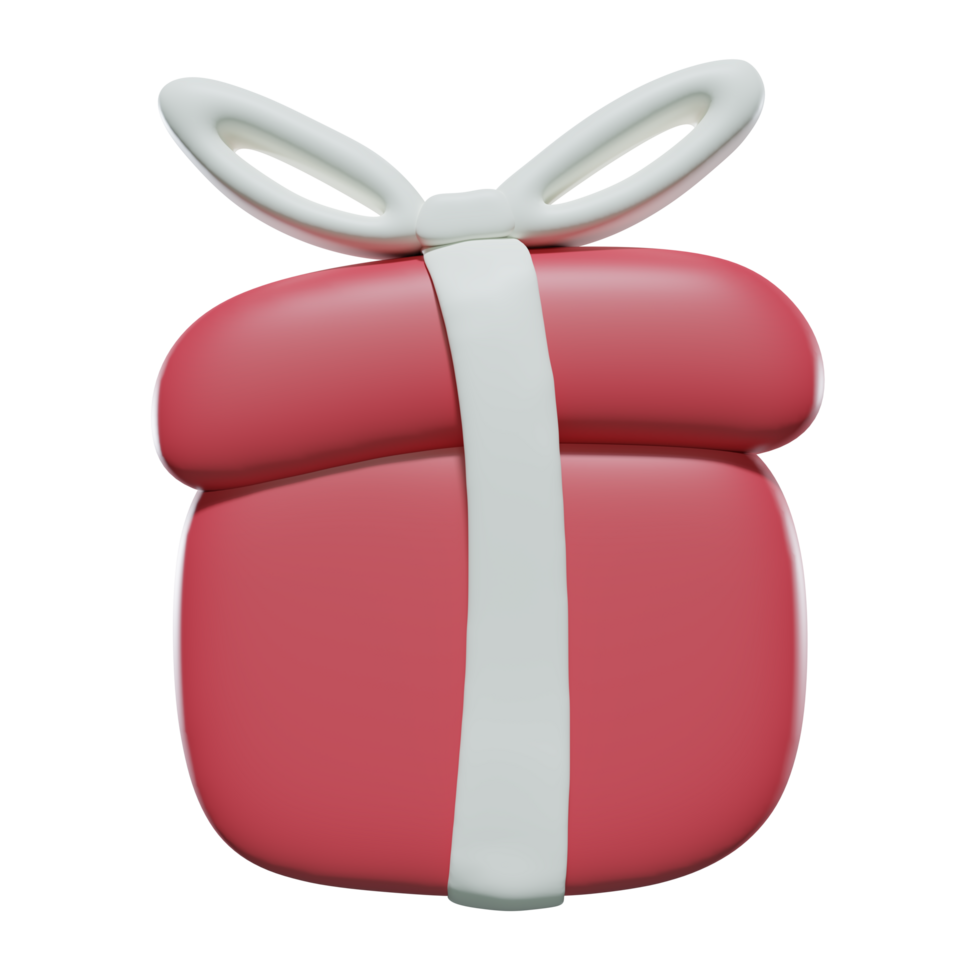 A Cute Christmas gift box PNG transparent background in a minimal xmas concept, 3D Rendering