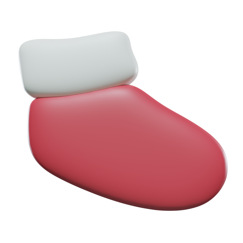 A Cute Christmas sock PNG transparent background in a minimal xmas concept, 3D Rendering