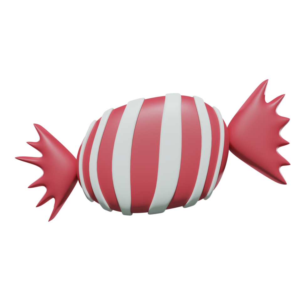 A Cute Christmas candy PNG transparent background in a minimal xmas concept,  3D Rendering