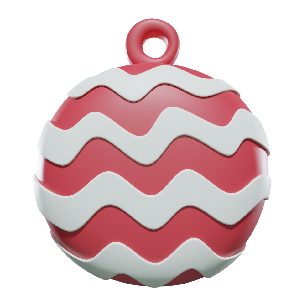 A Cute Christmas ornament ball PNG transparent background in a minimal xmas concept, 3D Rendering