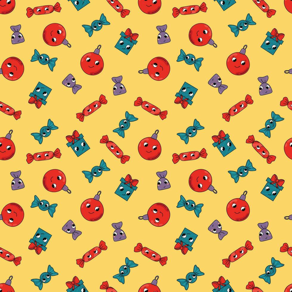 Seamless patterns Christmas in retro style. Design for fabric, textile, wallpaper, packaging. vector