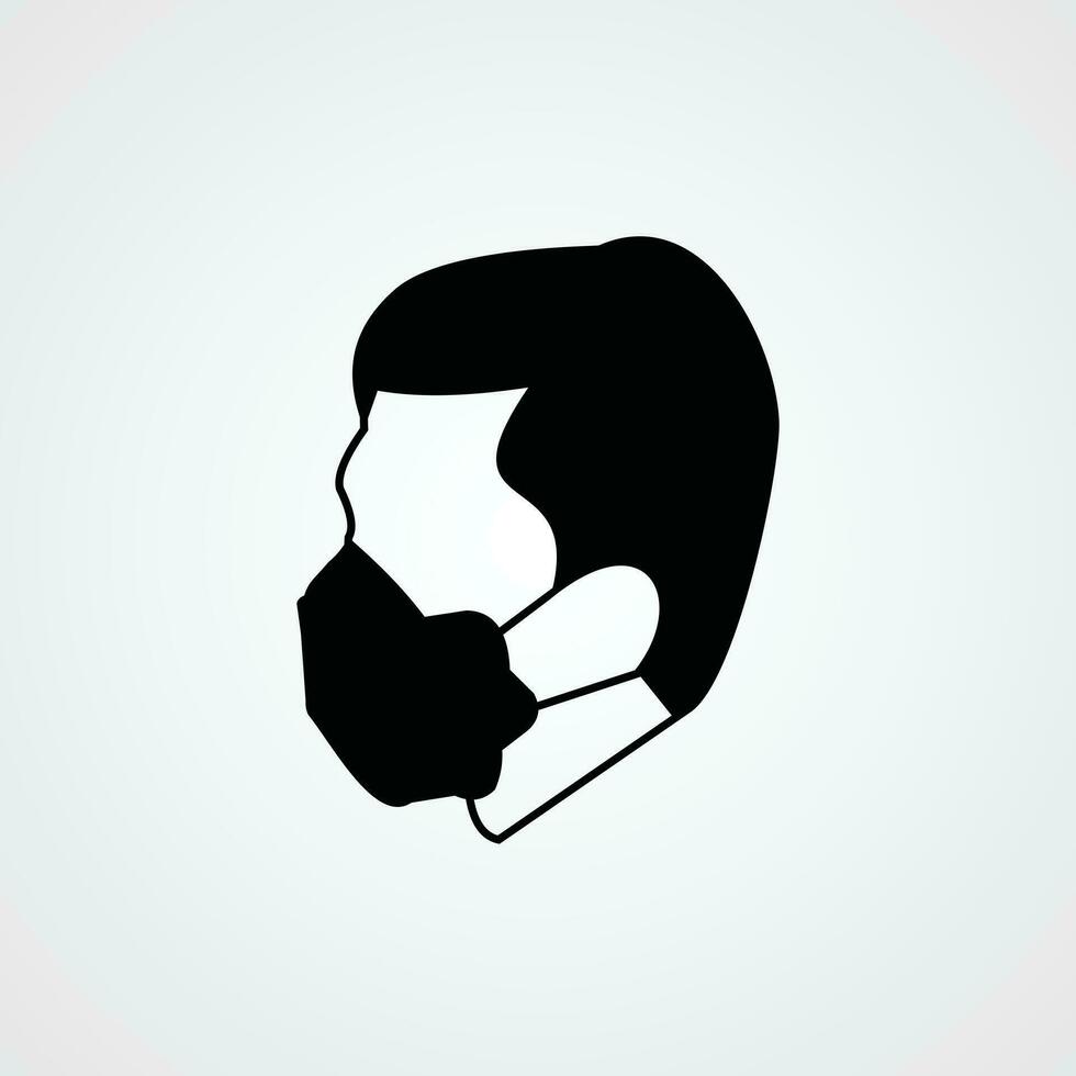 face mask icon in black flat design vector