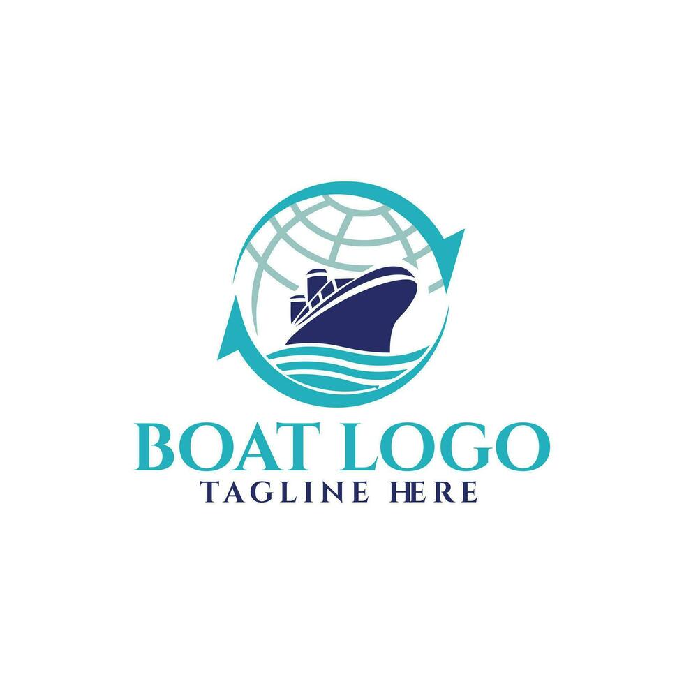 Sea boat logo design concept, Vector illustration