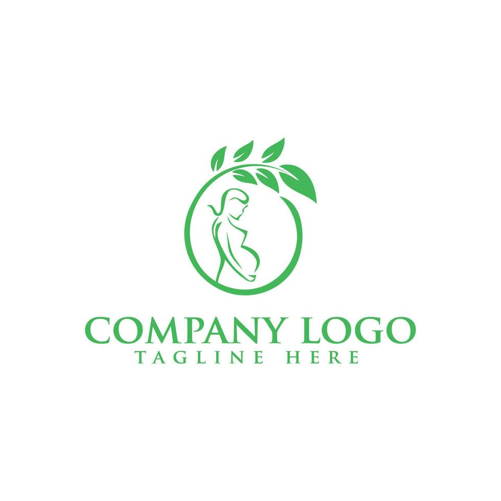 woman pregnant logo design vector