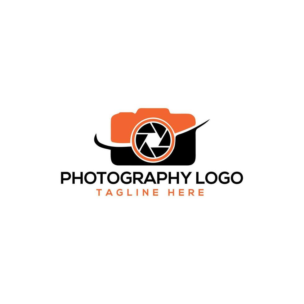 Hand-drawn camera photography logo studio vector