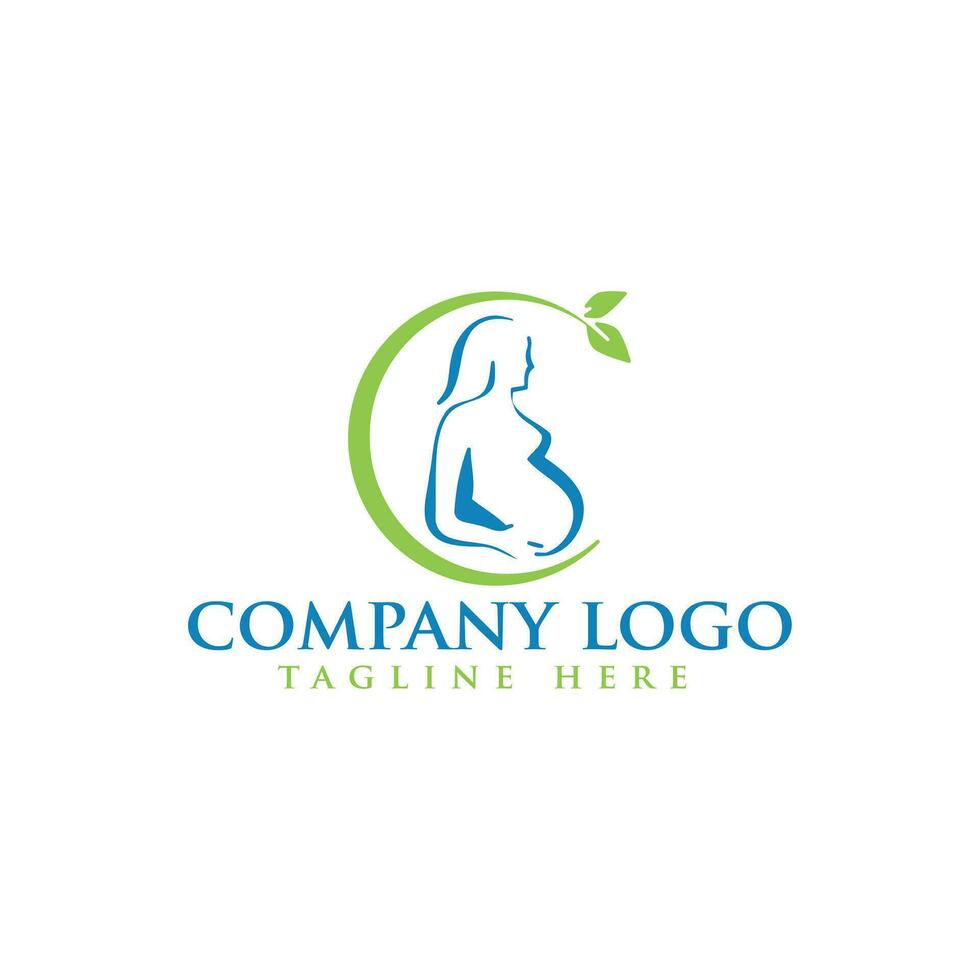 woman pregnant logo design vector