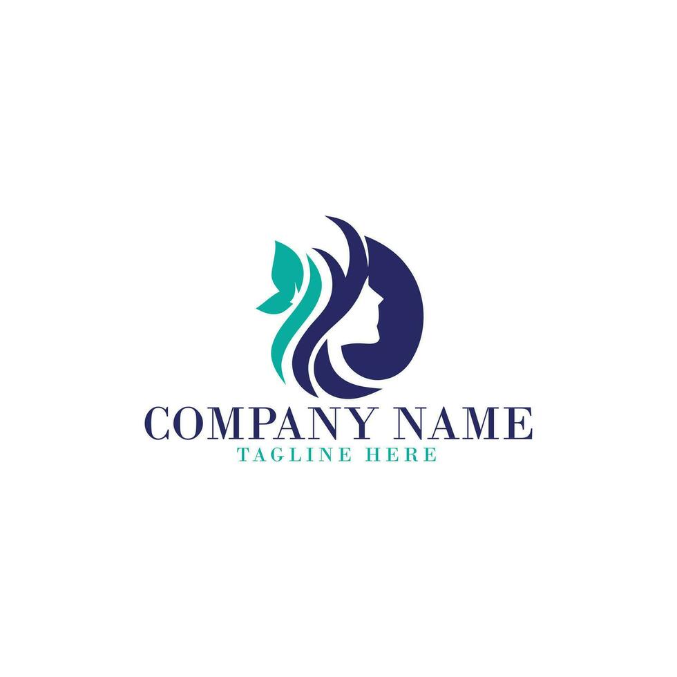 Beautiful woman's face logo design template vector