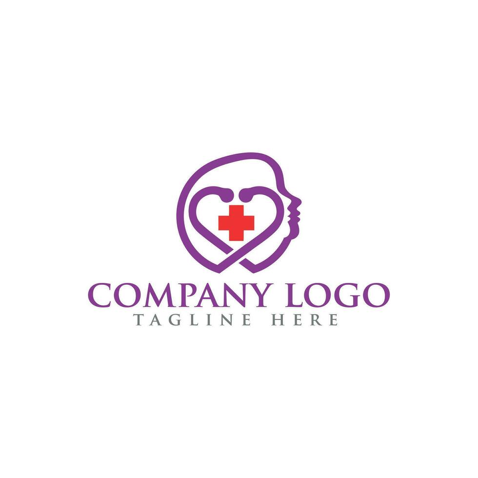 medical woman hair salon logo design vector