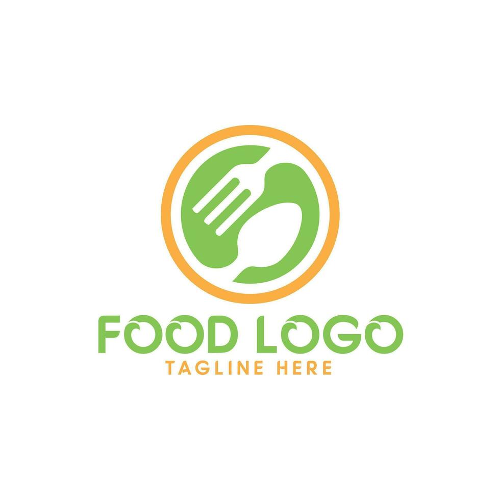 Fork leaf organic logo design. Healthy food icon template. vector