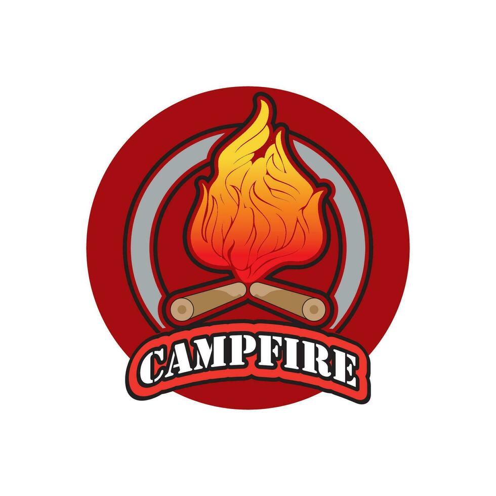 Bonfire Campfire Camp Fire place wood flame vintage retro vector