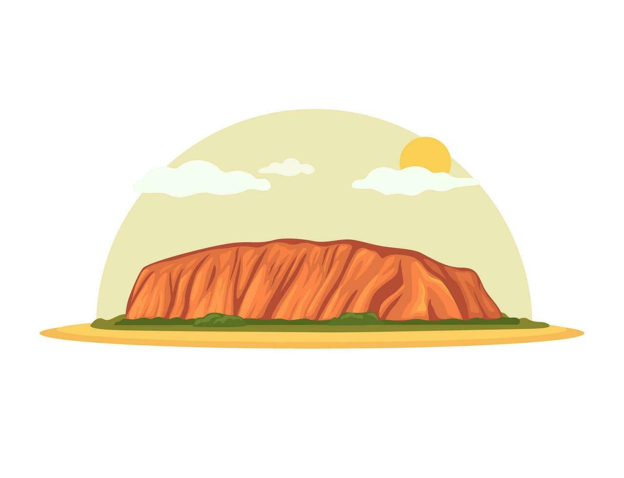 Uluru Australia Landmark Cartoon illustration Vector