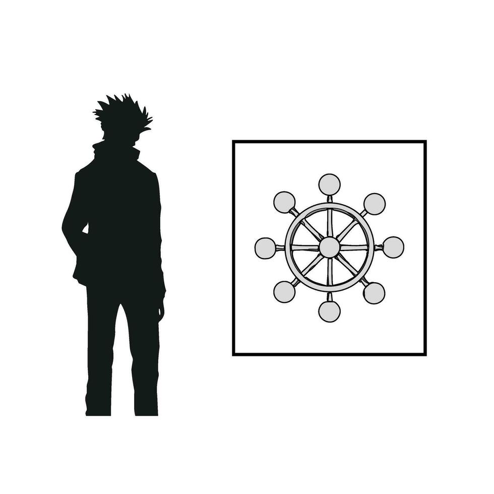 ayakasi wheel illustration and sillhouette vector