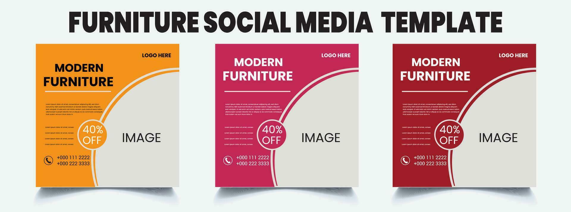 Furniture social media template Design. vector