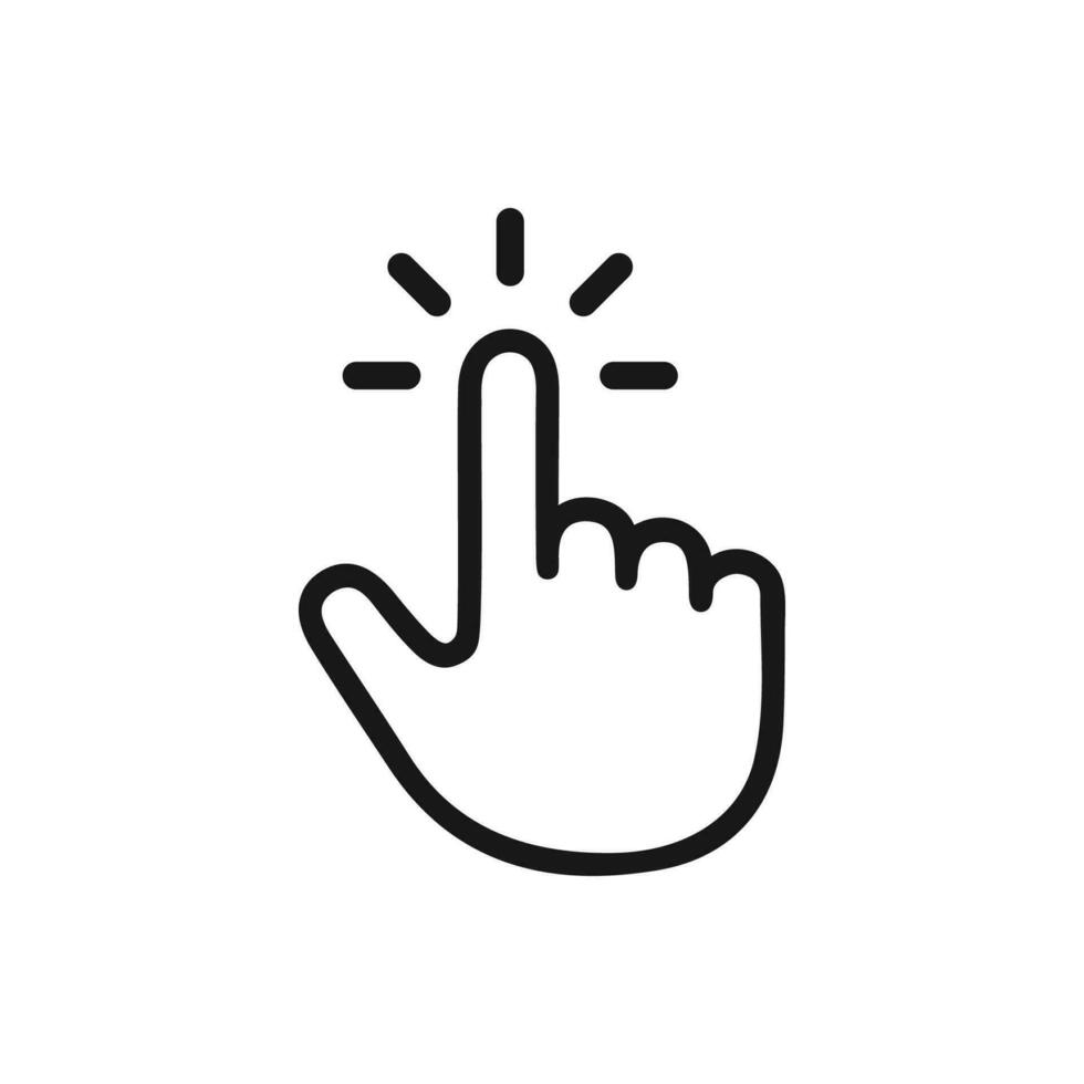 Hand click linear icon. Finger cursor pointer vector. Clicking finger icon vector