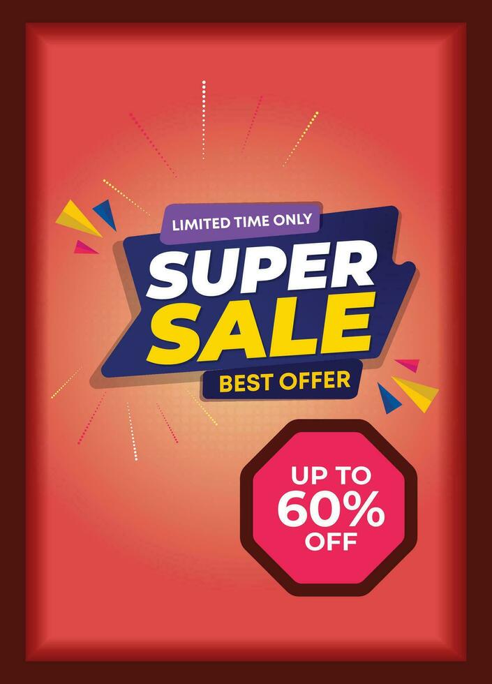 super sale banner template design. big deal flash sale discount template promotion posts. web banner for mega hot sale promotion discount sale banner. end of season special offer Sales vector banner