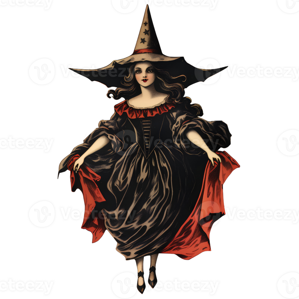 witch vintage halloween ai generative png