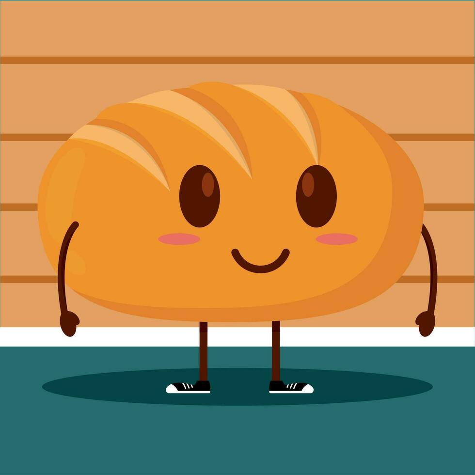 Isolated cute bread bakery product character Vector