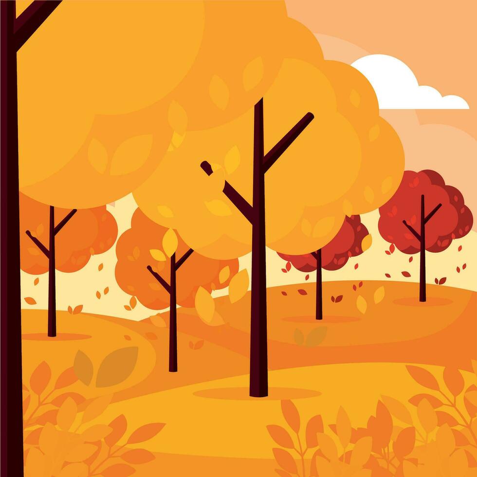 Colored autumn seasonal landscape Vector