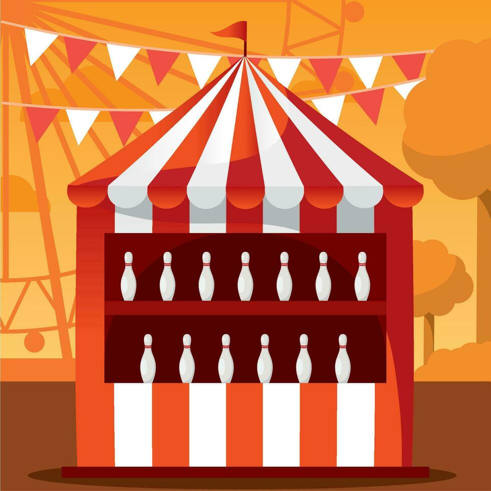 Isolated carnival tent Amusement park Vector