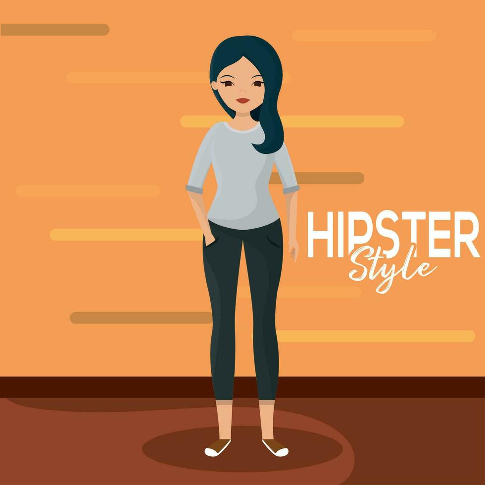 Isolated cute female hipster character Vector 28270697 Vector Art at  Vecteezy