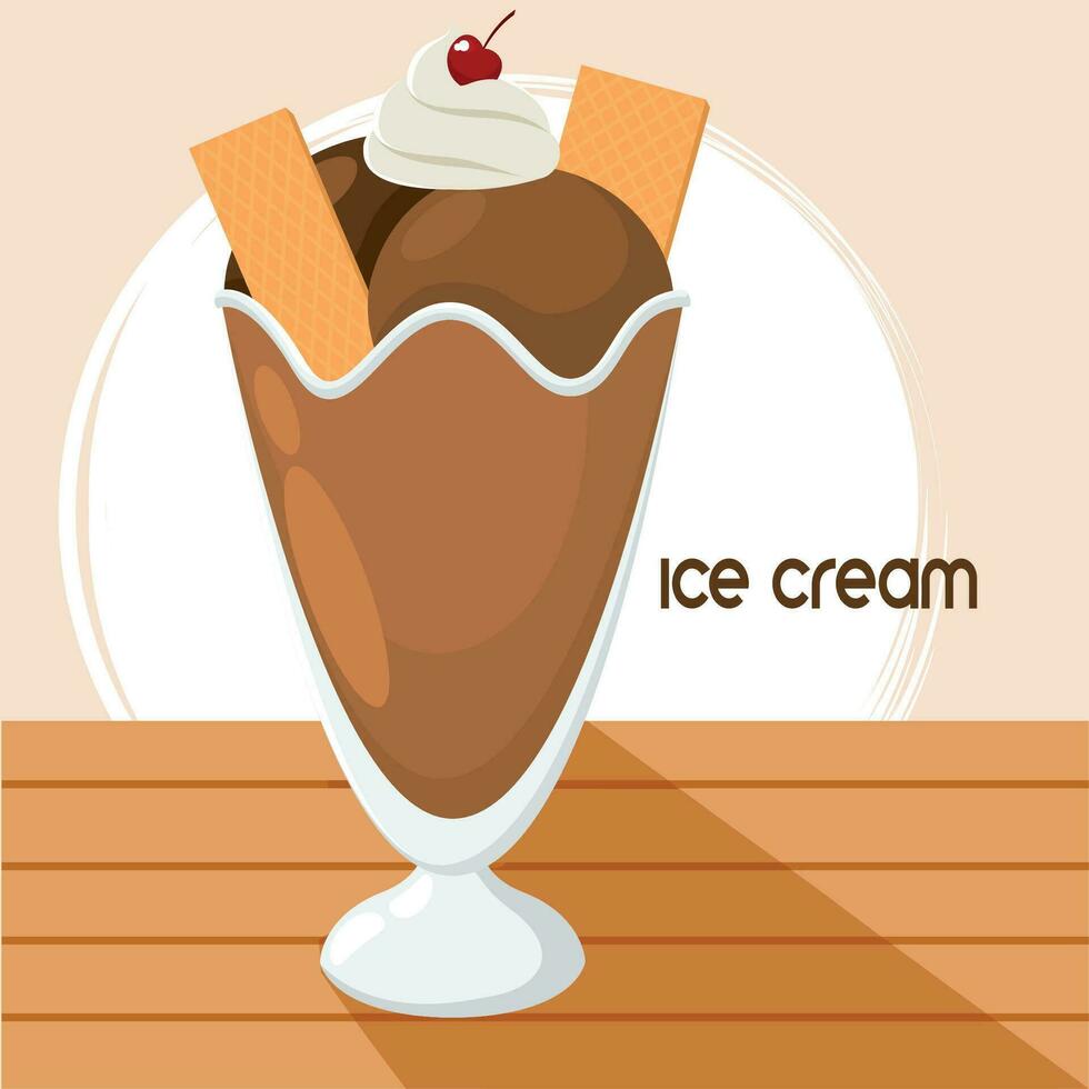 Isolated chocolate ice cream with cookies sketch icon Vector