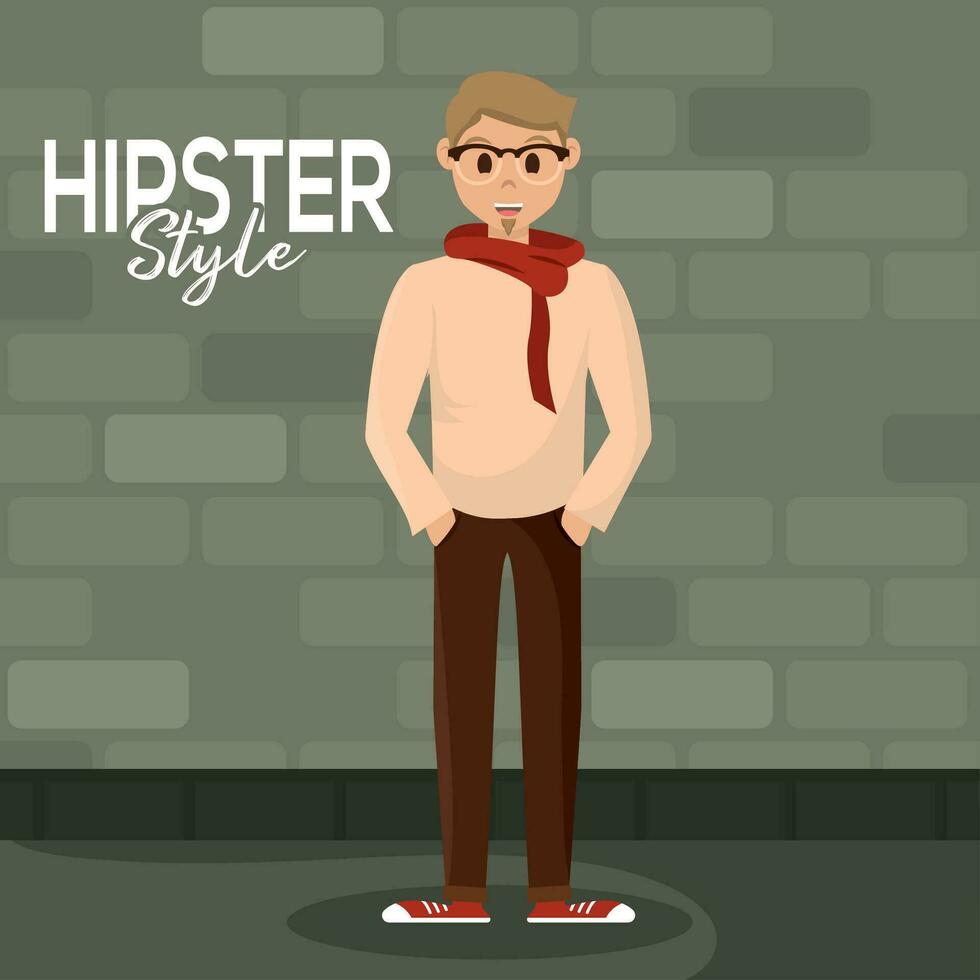 aislado hermoso masculino hipster personaje vector