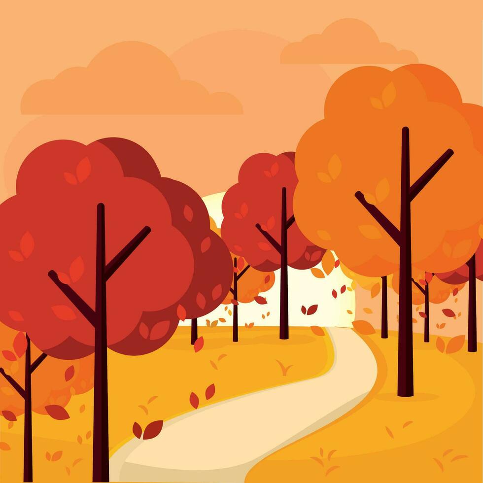 Colored autumn seasonal landscape Vector