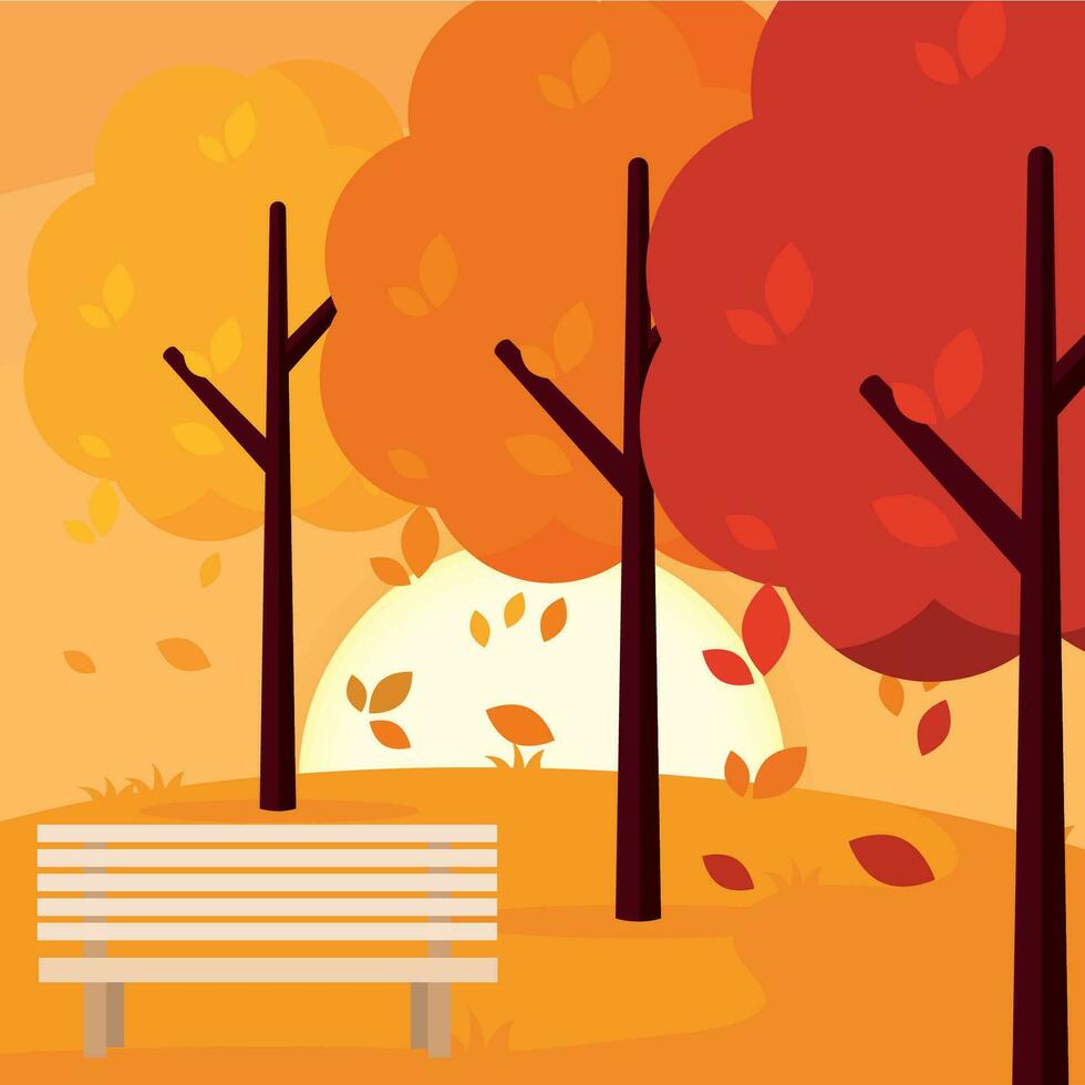 Colored autumn seasonal landscape Vector