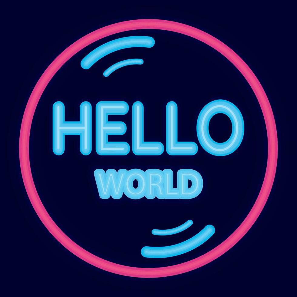 Colored hello world neon poster Vector