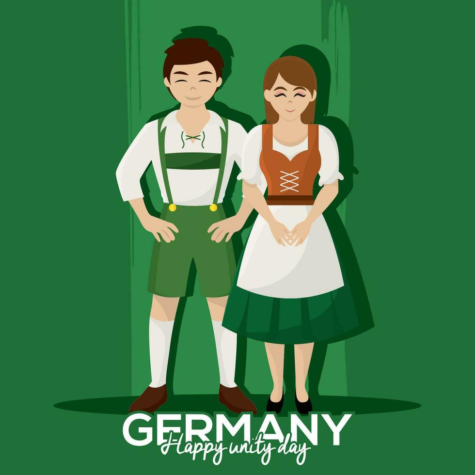 Cute couple with traditional german clothes Vector