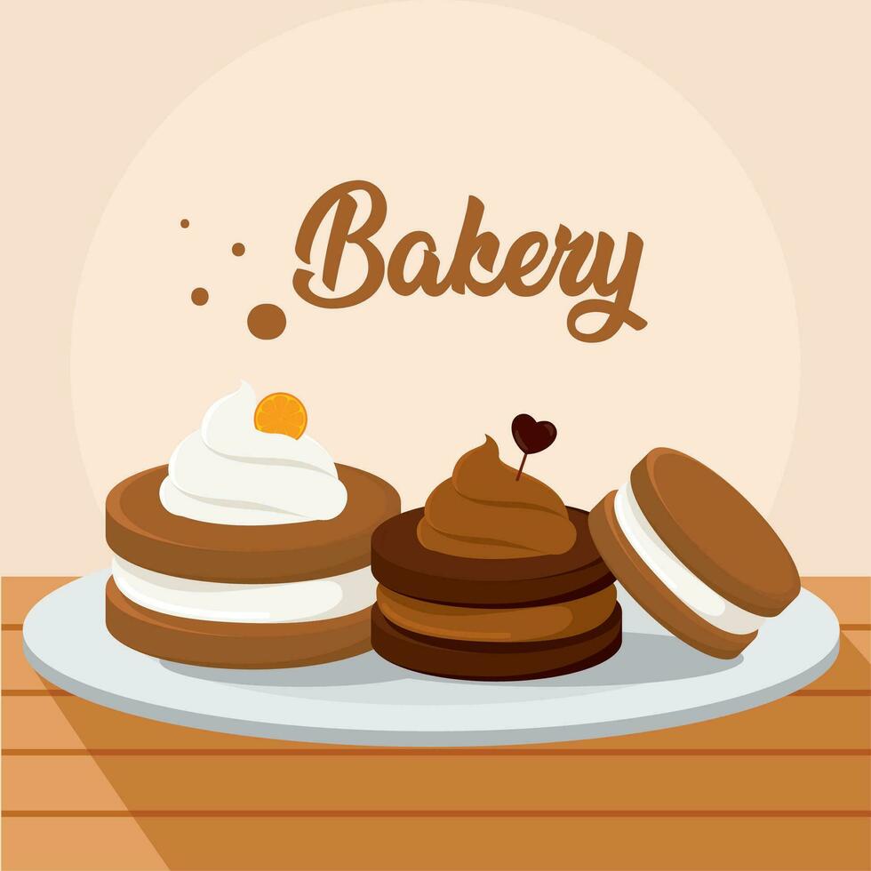 Group of bakery cookies on a table Vector