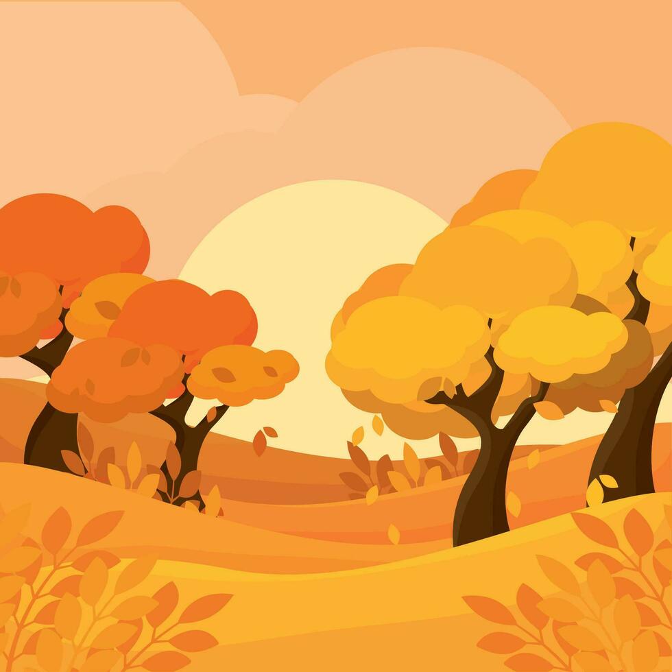 Colored autumn seasonal landscape Vector