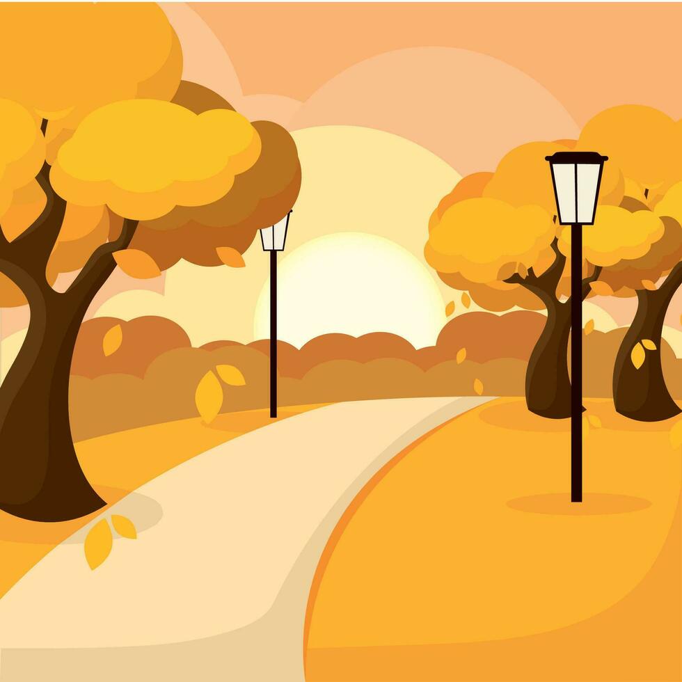 Colored autumn seasonal landscape Vector