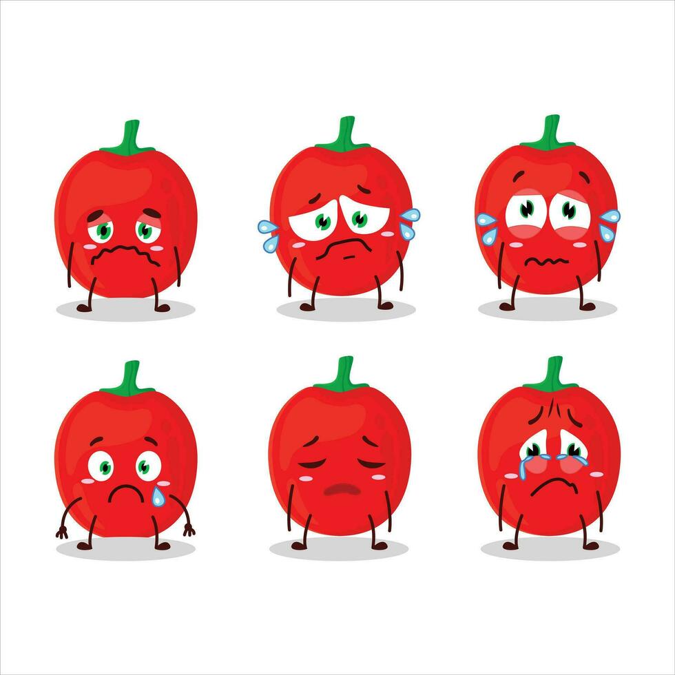 Pimiente cartoon in character with sad expression vector