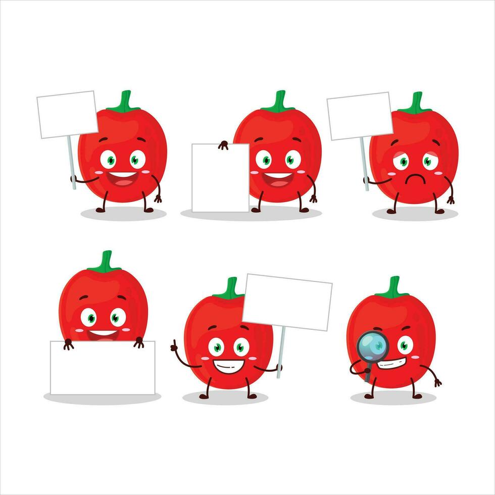 Pimiente cartoon in character bring information board vector