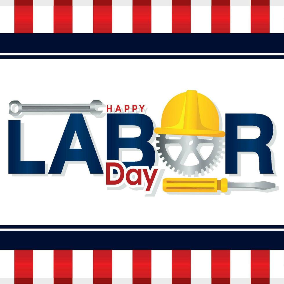 Colored labor day template with construction tools Vector