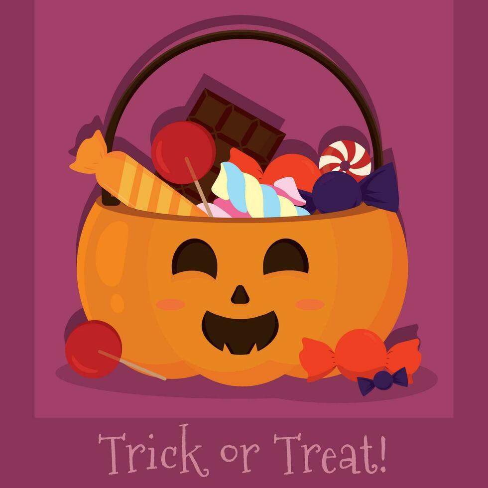 Isolated cute jack o lantern with candies Happy halloween Vector